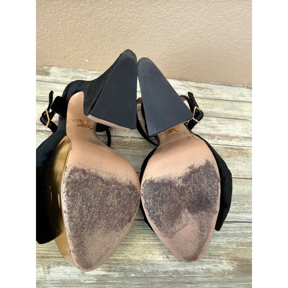 Charlotte Olympia Vreeland Black Velvet & Gold Platform Wedge Heel EU 39.5 w/Box - Picture 9 of 14